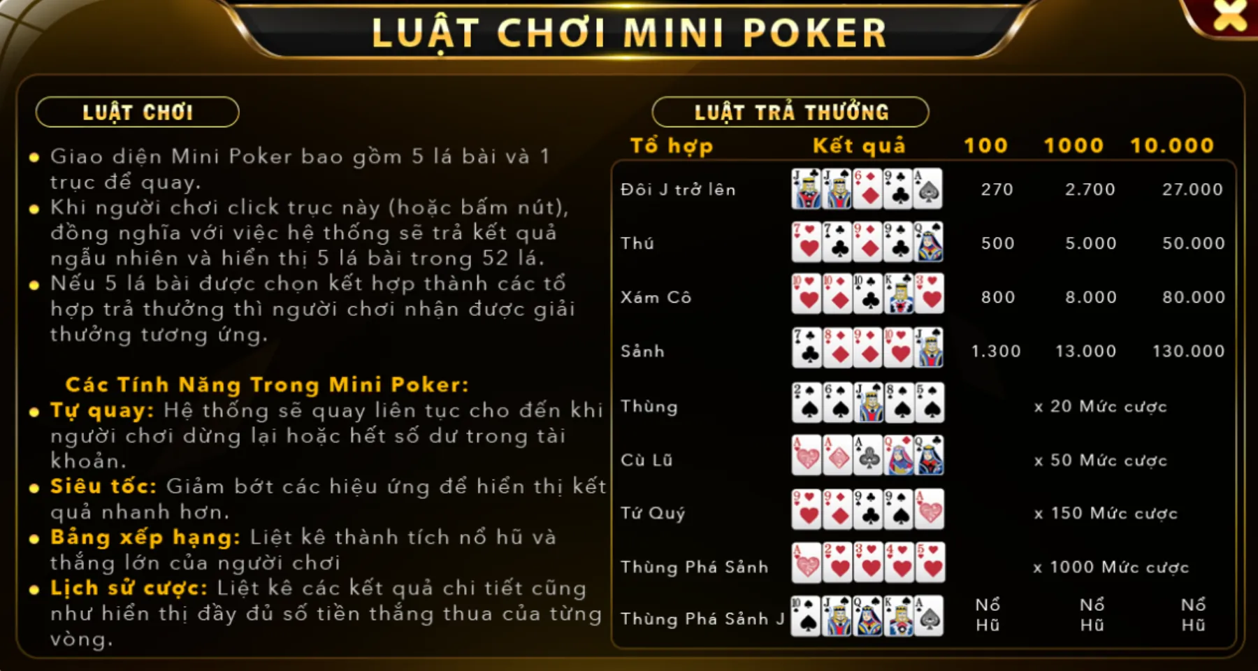 Luật chơi Mini Poker cơ bản nhất cần phải nắm