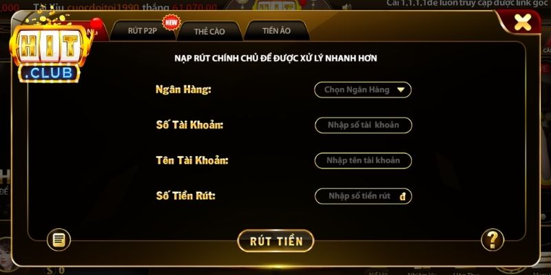 Các bước rút tiền cơ bản